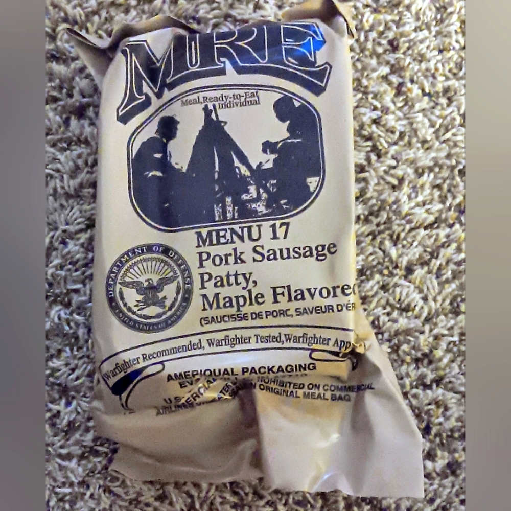 MRE Meal Ready To Eat #17 Pork Sausage Patty Maple 2025 Camping Survival Militar
